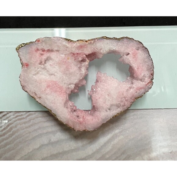American Atelier Tabletop White Glass Picture Frame With Pink Agate Heart - Picture 3 of 6